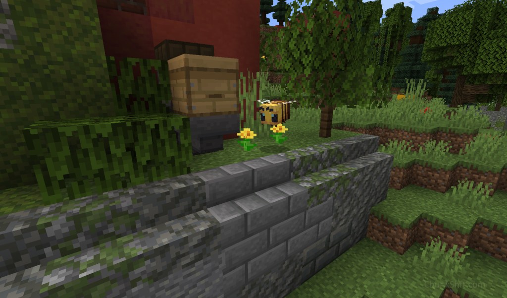 A green space nestled between a building and retaining wall hosts one of the micro farms.