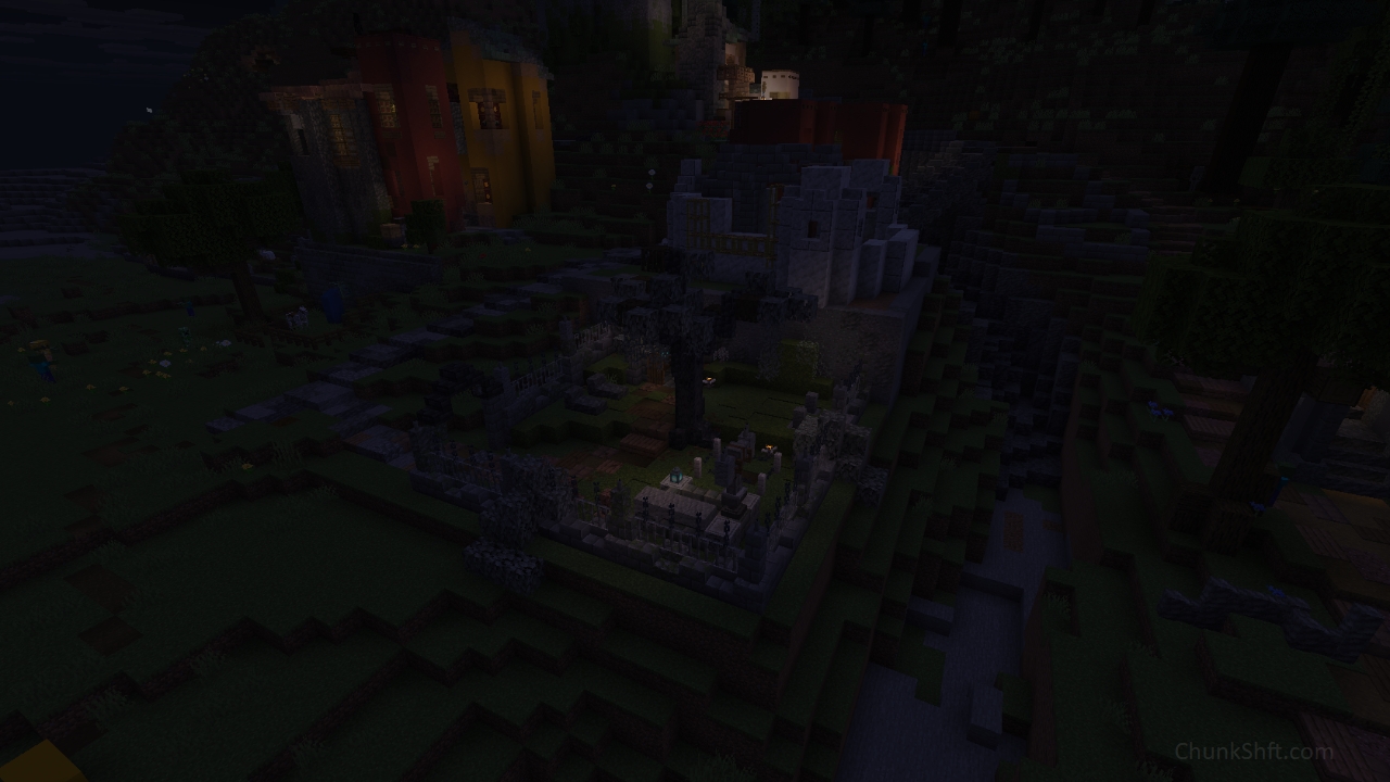 The aerial view at night. Light from soul lanterns and eye blossoms provide ambience but not enough light to prevent mob spawning.